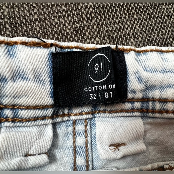 91 COTTON ON Vintage Acid Wash Skinny Jeans Light Wash Retro 90s Y2K/size 32 - Picture 7 of 8